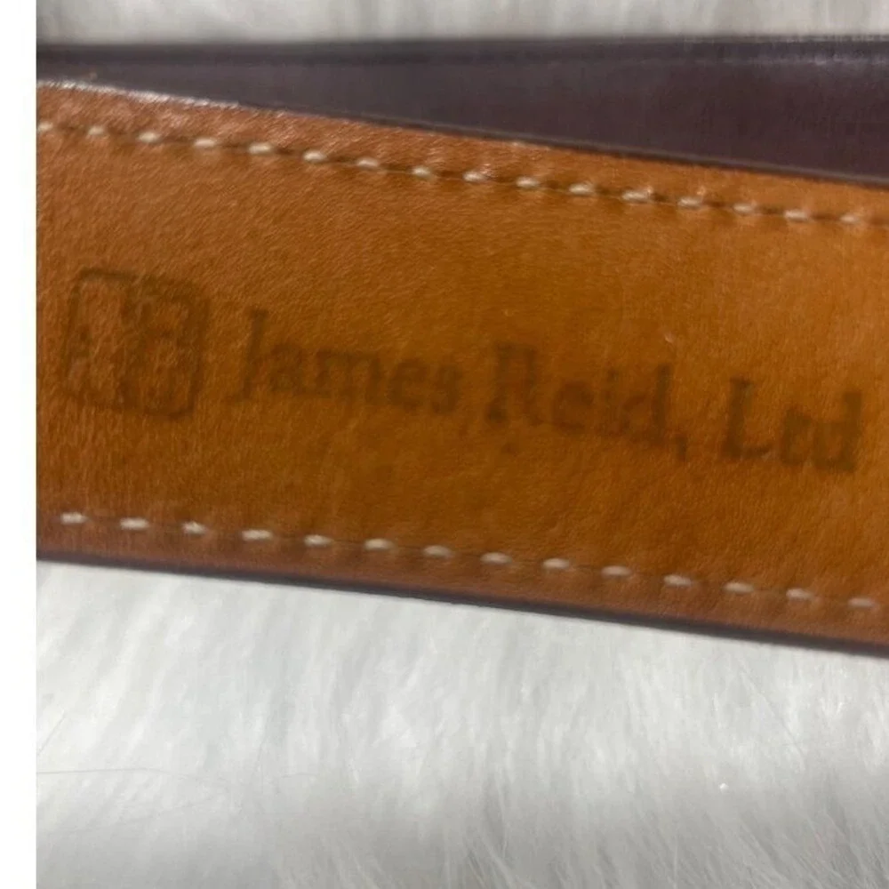 James Reid Ltd Chacon Sterling Silver Buckle Brown Leather Western Range Belt 38